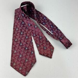 The Varsity Shop Baton Rouge, LA Burgundy Geometric Print Vintage Men’s Silk Tie